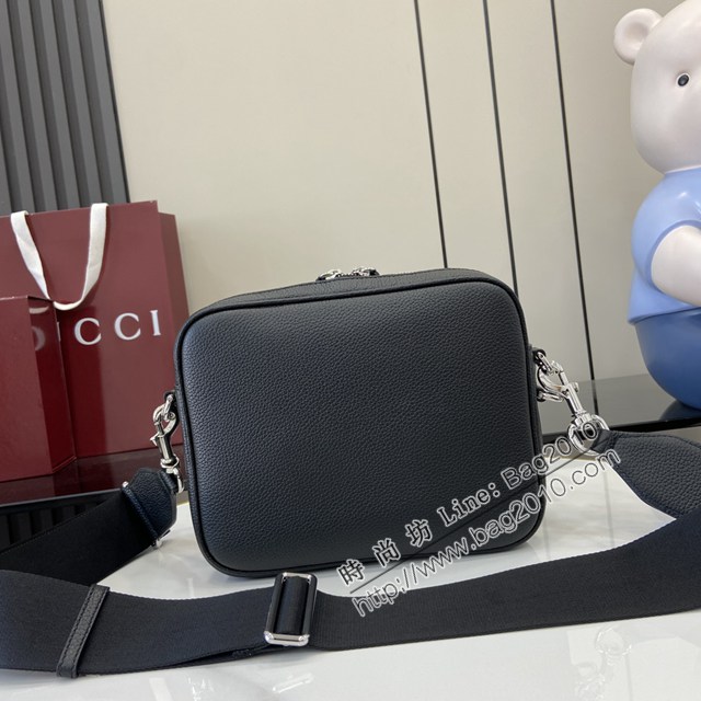 Gucci專櫃古馳最新款原廠皮飾織帶小號男士斜挎包 jh2424型號：816751